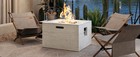 Outdoor Fire Pit Square Propane Gas Firepit With Steel Burner 24x24x16 In Beige