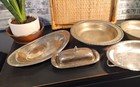 Lot Of 5 Silverplated Items Including Bowls  Ornate Dish  Tray   Butter Dish