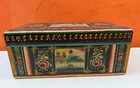 X Large Vintage Mexican Olinala Guerrero Black Lacquered Wood Box 19 3 8  Long