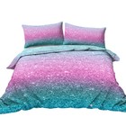 King Size 3 Piece Colorful Glitter Duvet Cover Set Turquoise Blue Pink Purple