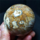 Rare 253 7g Natural Polished Coral Jade Agate Crystal Ball Reiki Healing C783