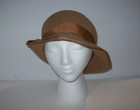 Vintage Laura Ashley Brown Tan Wool Hat Flapper Style With Ribbon  Ca 11249