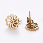 Stainless Steel Set Earring Pendant Necklace Flower Gold 18  P802
