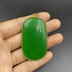 Full Green Jade Color Natural Jade Inlaid Alloy Pendant
