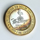 Flamingo Hilton Hotel Casino Las Vegas  10 Casino Gaming Token  999 Silver