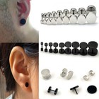 1pair Mens Barbell Punk Gothic Stainless Steel Ear Studs Earrings