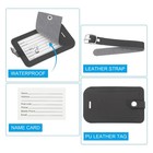 4 Pack Luggage Bag Tags Pu Leather Suitcase Name Tags Travel Id Label Black