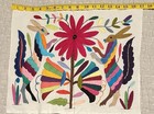 Otomi Embroidered Textile  Multicolor Rabbits   Flower  17x13   