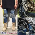 Men s Elastic Jeans Ripped Mesh Skinny Denim Casual Slim Fit Stretchable Pants