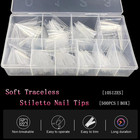500pcs Stiletto Nail Tips  Extra Long Nails Clear Nail Tips Half Cover Xl Stilet