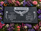 Custom Gray Granite Companion Memorial Flat Grave Marker Headstone