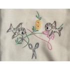 Vtg Hand Embroidered Birds Flour Sack Kitchen Towels Set Of 4 Cream 37x28