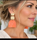 Handmade Peach   Ivory Acrylic Rainbow Statement Dangle Earrings