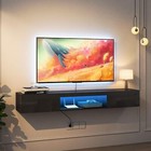 63 floating Led Tv Stand Wall Mounted Wood Tv Console Entertainment Center-black