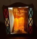 Vintage Miller Beer Lighted Sign Bar Display Faux Stained Glass For Parts Repair