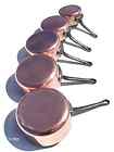 Vintage French Copper Saucepan Set Of 5  With Iron Handles  Copper Cooking Set
