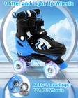 Adjustable Kids Quad Roller Skates W light Up Wheels - S m l - Ages 5 