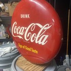 1950s Drink Coca Cola  Sign Of Good Taste  Button Porcelan Sign  W bracket