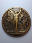 Art Deco Bronze 1935 S s  Normandie Launching Medal By Jean Vernon W  Case 