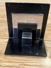 Vtg Pair Mcm Bookends Silver Metal   Black Acrylic Geometric Heavy Midcentury