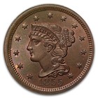 1855 Large Cent Ms-65 Pcgs Cac  brown 