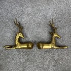 Pair Of Vintage Brass Deer Figurines 1977 Chapman Style Bucks Made In Korea