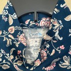 Croft   Barrow Top Women M Blue Floral Mockneck Long Sleeve Cotton Shirt New