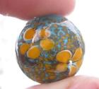 22mm Cosmos Orange turquoise Blue Flower Handmade Art Glass Marble 7 8  Shooter