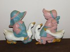 Vintage Kitchen 1988 Burwood Products Plastic Girl Boy Goose  Wall Hangings