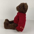 Fao Schwarz Brown Bear Red Knit Sweater Plush 15  Stuffed Embroidered Logo Soft