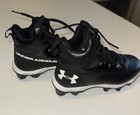 Under Armour Ua Hammer Mid Rm Football Cleats Black White Youth Size 2 5y