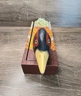 Unique Vintage Wooden Ringneck Pheasant Bird Decoy Silding Lid Box