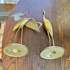 Vintage Pair Of Brass Crane Bird Egret Heron Figurines Korea 11 5   7 