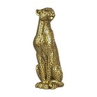 Modern Polyresin 11  H Cheetah Figurine Sitting Home Decor Realistic Small Gold