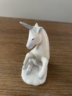 Pg Ceramic Blue   White Unicorn Horse 3 5  Tall  Handcrafted In Malaysia