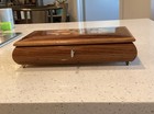 Beautiful Vintage Italian Wooden Inlay  Musical Jewelry Box Floral Pattern W key