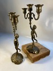 Pair Of Vintage Brass Cherub Boy Candlesticks Casted handmade Candle Holders
