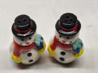 Vintage Snowman Twins Salt   Pepper Shaker Set - Christmas Holidays Winter