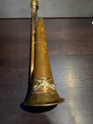 Vintage Brass Bugle With Crossed Rifles 7a Military Insignia Brass Finish