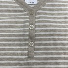 Style   Co Beige Stripe Waffle Knit Long Sleeve V Neck Henley Womens Size Xl New