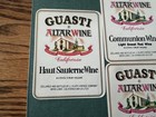 J Fillipi Altar Wine Bottle Labels Religious Communion Mira Loma California 