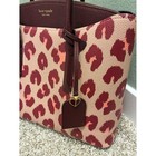 Kate Spade Pink And Burgundy Leopard Print Tote With Coral Accents