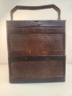 Vintage Chinese Wedding Basket Handled Woven Wicker 2-tiered