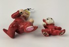 2 Vintage 1950s Ceramic Red Devil Pixie Figurines Made In Japan Kitsch 