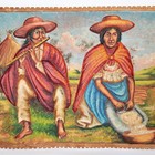 South American Hand Tooled Leather Painting Bas Relief Rural Village Folk Art