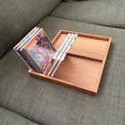 Vintage Mcm Teak-tech 32 Cd Flip Storage Wood Tray Rack Office Desk Accessories