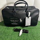 Ralph Lauren Polo Fragrances Black Faux Leather Duffle Bag Gym Weekender Bag Nwt