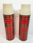 Vintage Red Plaid Thermos Picnic Set 1973 King Seely Two Bottles Sandwich Box