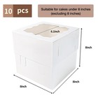 Moretoes 10pk 8  White Cake Boxes With Window Bakery Dessert Pastry Cookie