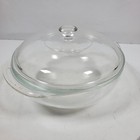 Vintage Pyrex  024 Clear Glass 2 Quart Casserole Dish  W  Dome Lid Usa